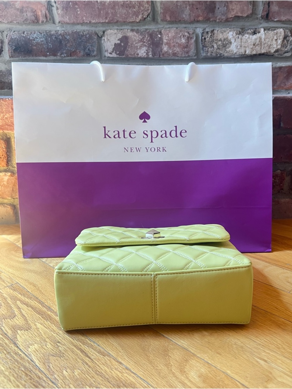 Kate Spade Yellow Green Frosty Lime Natalia Small Flap Crossbody - Picture 4 of 13